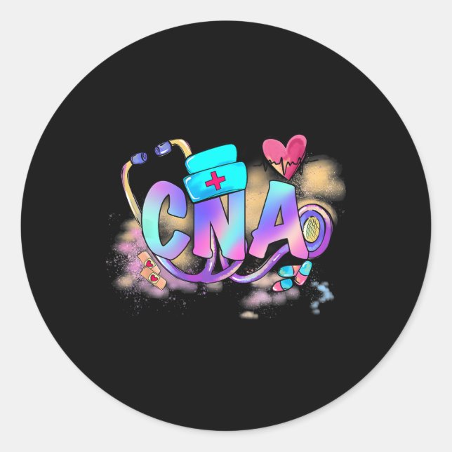 Tie Dye Cna Cute Nurse Day Cna Rn Nurse Week Gifts Classic Round Sticker (Front)