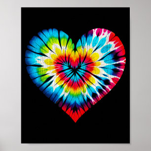 Tie Dye Colorful Valentines Hearts Day Men Women K Poster