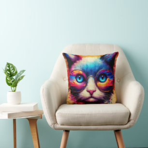 Tie Dye Colors Cat Pillow