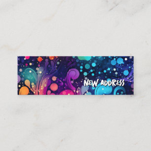 Tie dye colour splash new address mini business card