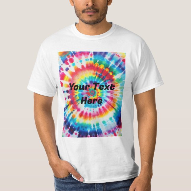 Tie-Dye Colourful Add Your Text   T-Shirt (Front)