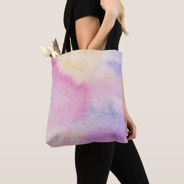Tie dye colourful pink blue tote bag (Close Up)