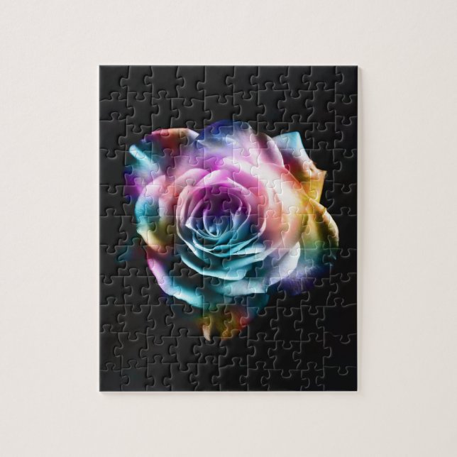 Tie Dye Colourful Rose Jigsaw Puzzle (Vertical)