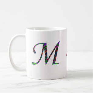 Tie Dye Colourful Swirled Letter M Monogram Coffee Mug