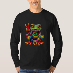 Tie-Dye Cool Frog Peace Sign Hippie T-Shirt