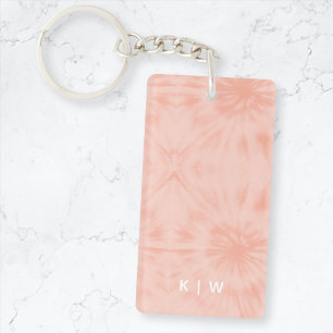 Tie Dye   Coral Pink Modern Pastel Key Ring