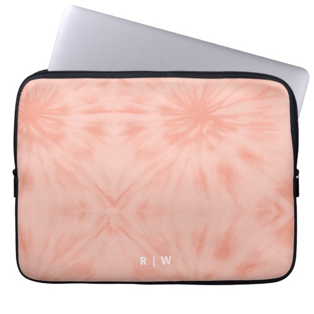 Tie Dye | Coral Pink Modern Pastel Laptop Sleeve (Front)