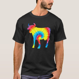 Tie Dye Cow Rainbow Print Heifer Farm Hippie Peace T-Shirt