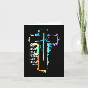 Tie Dye Cross Micah 68 Act Justly Bible Scripture  Card
