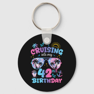 Tie Dye Cruising Into My 42nd Birthday Sungles Tri Key Ring
