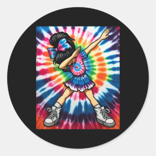 Tie Dye Cute Dabbing Cheerleader Dance Cheerleadin Classic Round Sticker