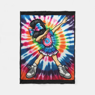 Tie Dye Cute Dabbing Cheerleader Dance Cheerleadin Fleece Blanket