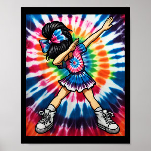 Tie Dye Cute Dabbing Cheerleader Dance Cheerleadin Poster