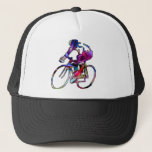 Tie Dye Cyclist Trucker Hat<br><div class="desc">Awesome,  custom tie dye cyclist design!  Great for showing your love of cycling.</div>