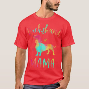 Tie Dye Dachshund Mama Mum Colourful Doie Dog Mum T-Shirt