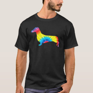 Tie Dye Dachshund Rainbow Print Sausage Hippie Pea T-Shirt