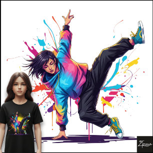 Tie-Dye Dancer Breakdance Pose Splatter Art Tri-Blend Shirt