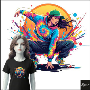 Tie-Dye Dancer Crouch Pose Splatter Art Tri-Blend Shirt