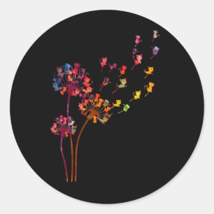Tie Dye Dandelion Cats Flower Colourful Pet Cat  Classic Round Sticker