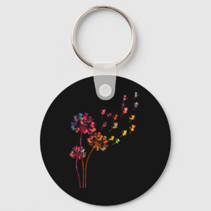 Tie Dye Dandelion Cats Flower Colourful Pet Cat Key Ring