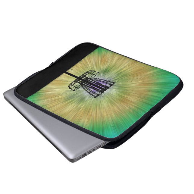 Tie Dye Disc Golf Basket Laptop Sleeve (Front Bottom)