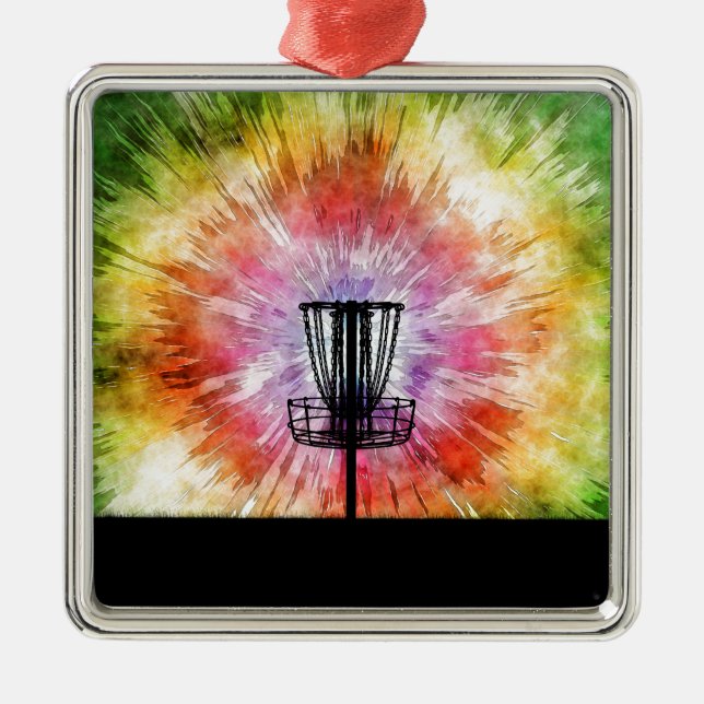 Tie Dye Disc Golf Basket Metal Tree Decoration (Front)