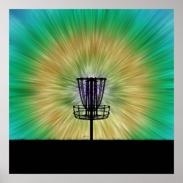 Tie Dye Disc Golf Basket Poster (Front)