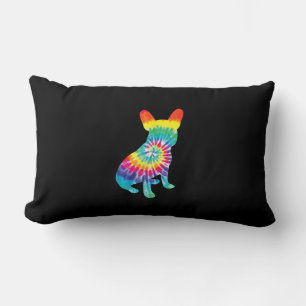 tie dye dog hippie french bulldog puppy gift lumbar cushion