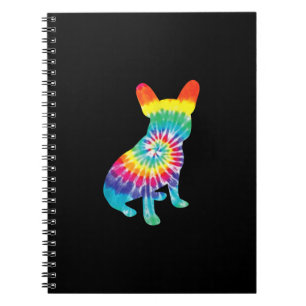 tie dye dog   hippie french bulldog   puppy gift notebook