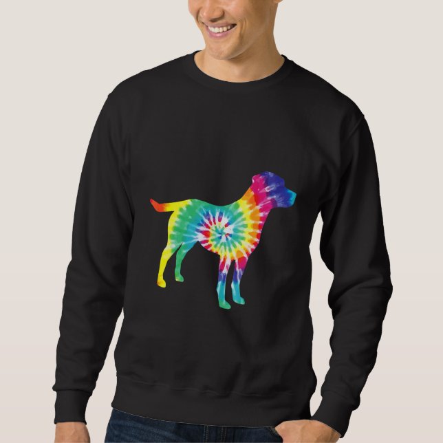 Tie Dye Dog Hippie Labrador Retriever Retro Puppy Sweatshirt (Front)