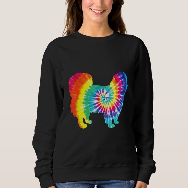 Tie Dye Dog Hippie Pekingese Retro Puppy Sweatshirt (Front)