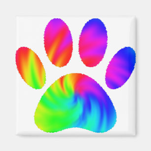 Tie Dye Dog Paw Print Graphic Magnet