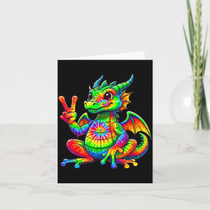 Tie-dye Dragon Peace Sign Hipe  Card