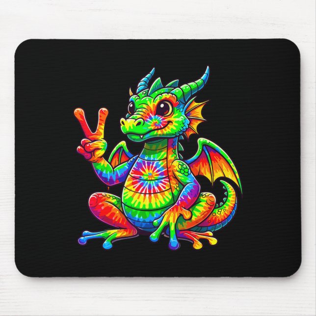 Tie-dye Dragon Peace Sign Hipe  Mouse Pad (Front)