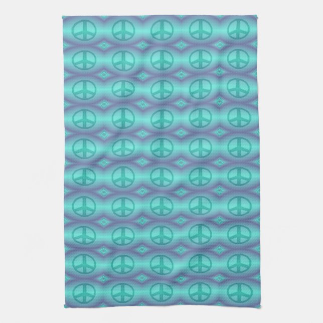 Tie Dye Effect Peace Sign Tea Towel (Vertical)