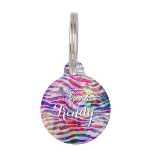 tie dye faded zebra animal print “Think Trendy” Pet Tag