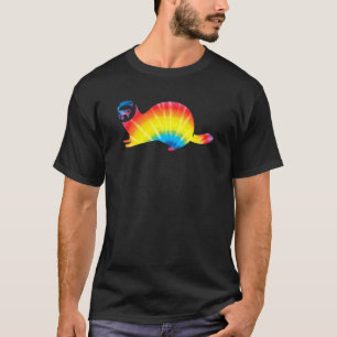 Tie Dye Ferret Rainbow Print Weasel Pet Hippie Pea T-Shirt