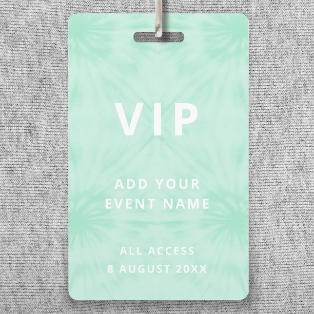 Tie Dye | Festival Concert Mint Green VIP Event ID Badge (Creator Uploaded)