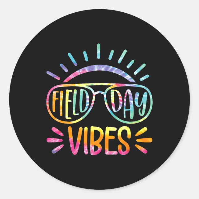 Tie Dye Field Day Vibes Last Day Of School Field D Classic Round Sticker (Front)