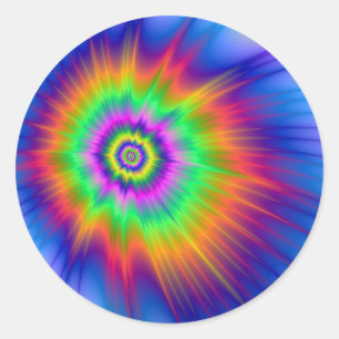 Tie Dye Fireball Classic Round Sticker