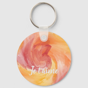 Tie-Dye Flame Red Orange Painterly Love Watercolor Key Ring