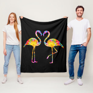 TIE DYE FLAMINGO FLEECE BLANKET