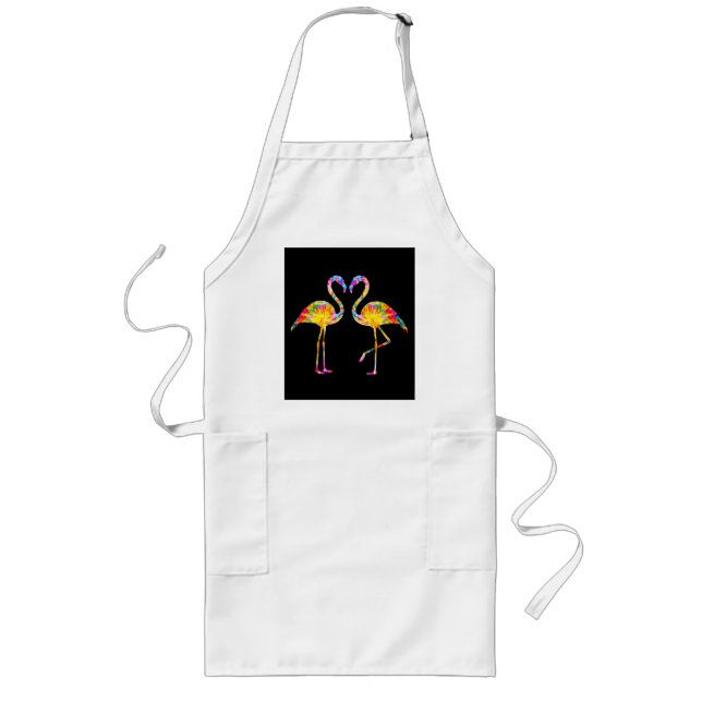 TIE DYE FLAMINGO LONG APRON (Front)