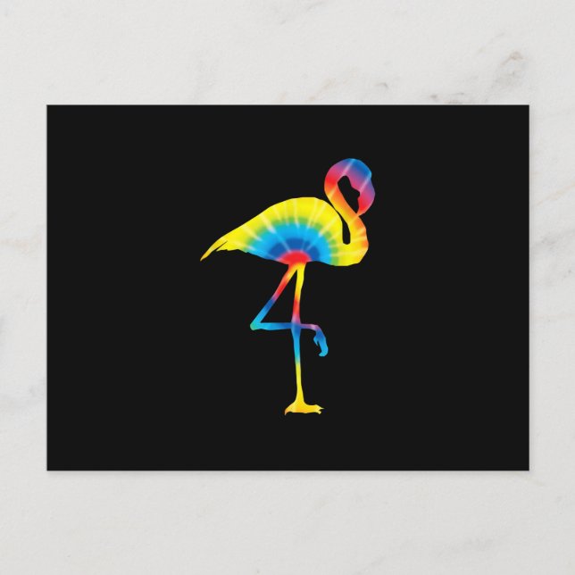 Tie Dye Flamingo Rainbow Print Bird Animal Hippie Announcement Postcard (Front)