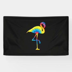 Tie Dye Flamingo Rainbow Print Bird Animal Hippie Banner