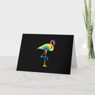 Tie Dye Flamingo Rainbow Print Bird Animal Hippie Card