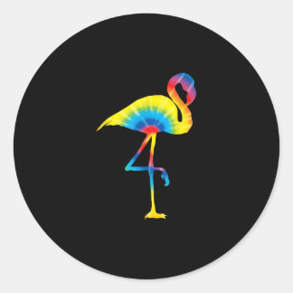 Tie Dye Flamingo Rainbow Print Bird Animal Hippie Classic Round Sticker