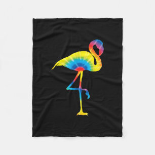 Tie Dye Flamingo Rainbow Print Bird Animal Hippie Fleece Blanket