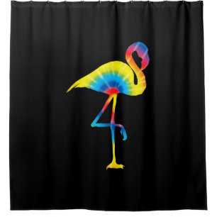 Tie Dye Flamingo Rainbow Print Bird Animal Hippie Shower Curtain