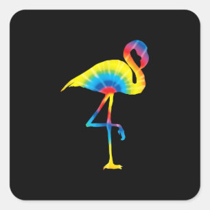 Tie Dye Flamingo Rainbow Print Bird Animal Hippie Square Sticker